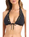 Beyond Control Bleu Rod Beattie Triangle Bikini Top In Multi