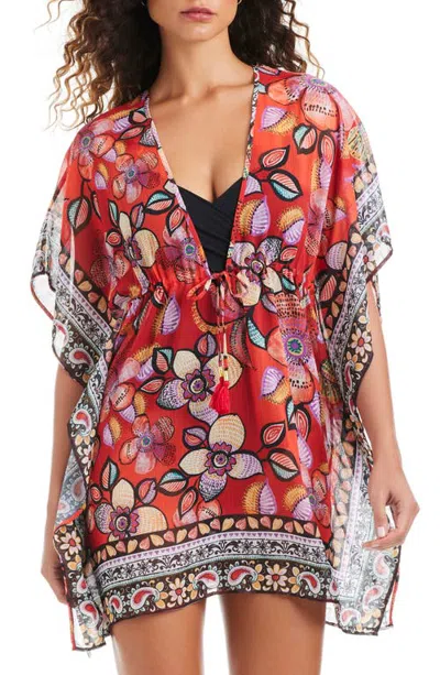 Beyond Control Chiffon Caftan Cover-up In Paprika Multi