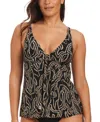 Beyond Control Foil Me Once Tankini Top Matching Bottom In Black Multi