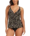 Beyond Control Foil Me Once Tankini Top Matching Bottom In Black Multi