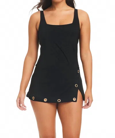 Beyond Control Grommets Swim Dress One-piece In Black
