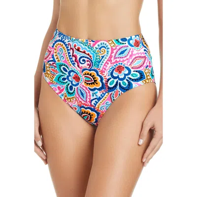 Beyond Control High Waist Full Coverage Swim Bottoms In Blue Multi