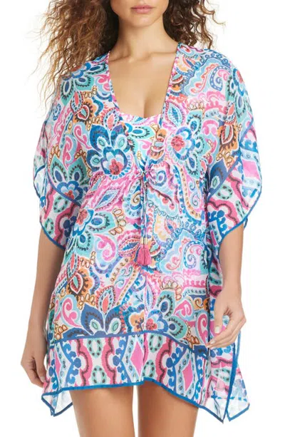 Beyond Control Print V-neck Caftan Cover-up In Multi