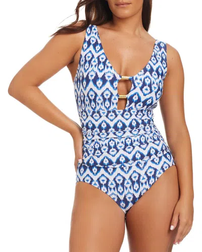 Beyond Control Swimwear Fine Ikat Plunge Neck One Piece