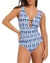 Beyond Control Swimwear Fine Ikat Plunge Neck One Piece