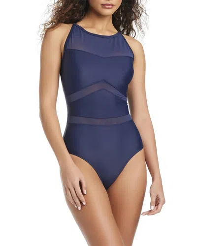BEYOND CONTROL BEYOND CONTROL SWIMWEAR SOLID ESSENTIALS MESH HIGH NECK ONE-PIECE