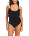 Beyond Control Swimwear Solid Essentials Ruffle Tier One-piece In Black