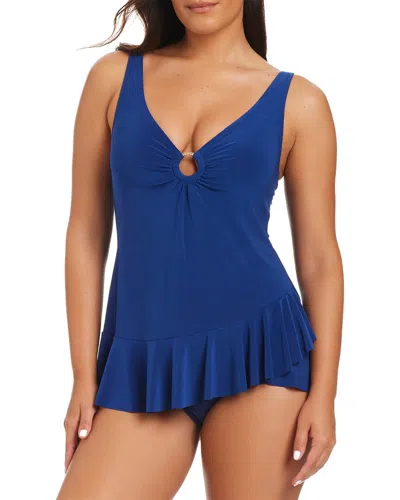 Beyond Control Swimwear Solid Essentials Swimdress In Deep Sea