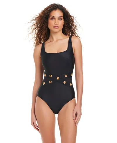Beyond Control Women's Adjustable Straps One Piece Swimsuit In Black