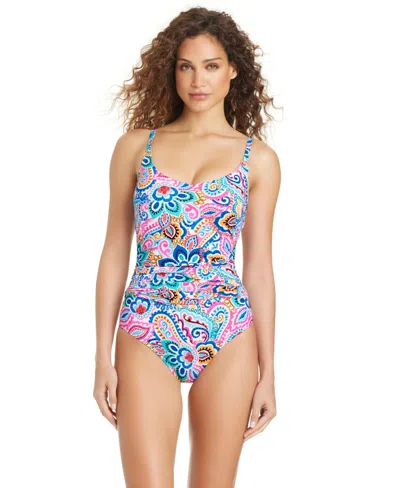 Beyond Control Women's Artistic Paisley O-rings Underwire One-piece Swimsuit In Multi