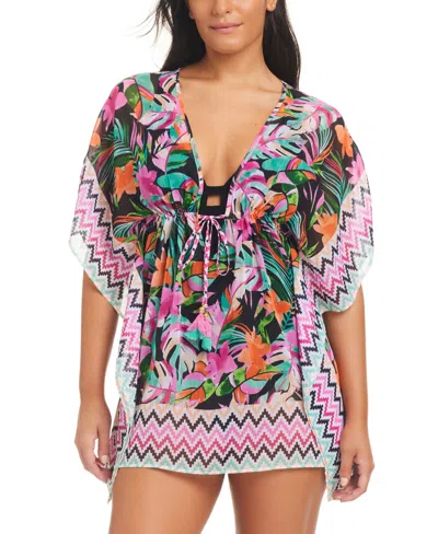 Beyond Control Women's Bora Bora Bay Cover-up Caftan In Black Multi