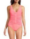 Beyond Control Women's Button-front V-neck One-piece Swimsuit
