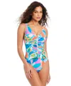 Beyond Control Women's Captiva Island Zip-front One-piece Swimsuit In Teal