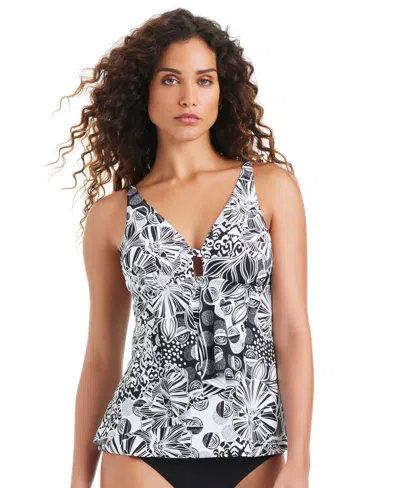 Beyond Control Women's Deep V-neck Tankini Top In Multi