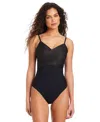 Beyond Control Women's Draped Metallic One-piece Swimsuit In Black Multi