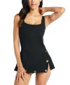 Beyond Control Grommet Detail Square Swimsuit In Black In Black