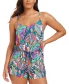 Beyond Control Women's Leaf It To Me Blouson Romper In Multi