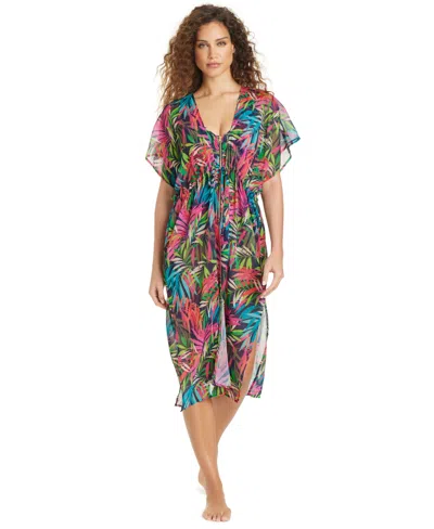 Beyond Control Women's Love Me Or Leaf Me Swim Cover Up Dress In Blue