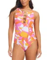 BEYOND CONTROL WOMEN'S ONE-PIECE PRINTED CUT-OUT SWIMSUIT