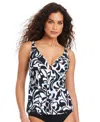 Beyond Control Womens Opposites Attract Tankini Top High Waist Bottoms In Black Multi