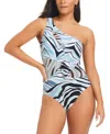 BEYOND CONTROL WOMEN'S PRINTED ONE-SHOULDER ONE-PIECE SWIMSUIT