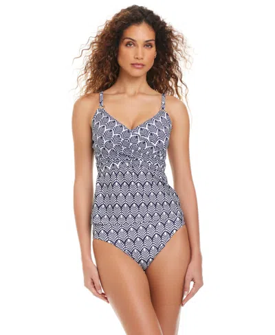 Beyond Control Women's Purest Form Draped Adjustable Straps Tankini In Blue