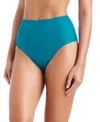 Beyond Control Women's Solid High-waisted Bikini Bottoms In Blue