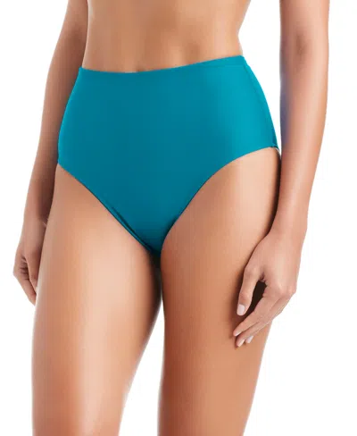 Beyond Control Women's Solid High-waisted Bikini Bottoms In Blue