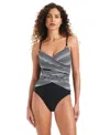 Beyond Control Women's Stripe Over-the-shoulder One-piece Swimsuit In Multi