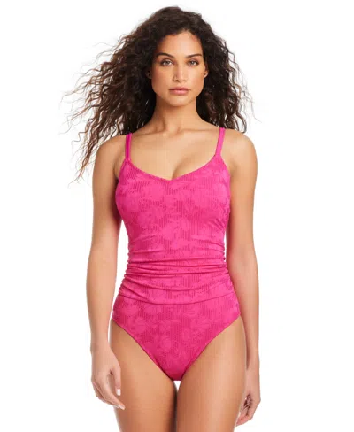 Beyond Control Women's Textured One-piece Swimsuit In Dragonfruit