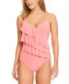 BEYOND CONTROL WOMEN'S TIERED RUFFLE ONE-PIECE SWIMSUIT