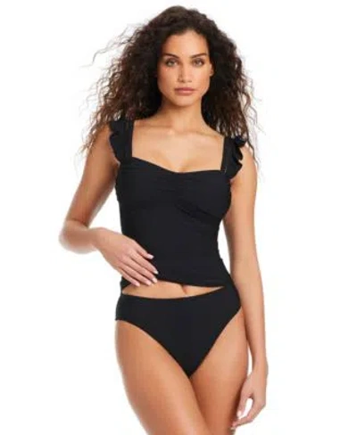 Beyond Control Womens Ruffled Tankini Bottoms In Black