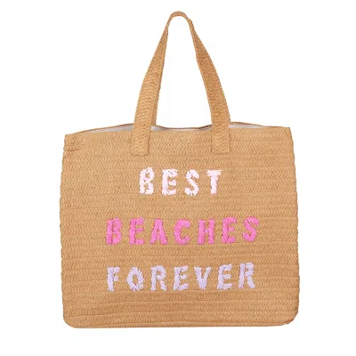 Beyond The Beach Best Beaches Forever Tote Beach Bag Sand/pink Rainbow