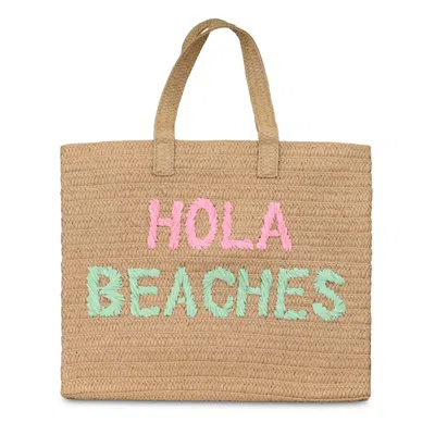 Beyond The Beach Hola Beaches Tote Bag Sand Coral Rainbow