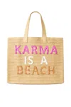 Beyond The Beach Karma Is A Beach Tote Bag Sand Fuchsia/coral Rainbow