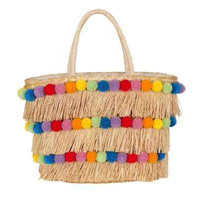 Beyond The Beach Olivia Rainbow Pompom Beach Bag