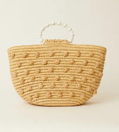 Beyond The Beach Opal Pom Pom Hand Bag Natural