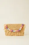 Beyond The Beach Sera Pompom Clutch Bag Natural/pastel Rainbow