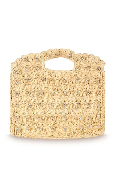 Beyond The Beach Studded Galia Cut Out Tote Bag Natural