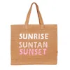 Beyond The Beach Sunrise Sunset Sand/coral Rainbow Tote Beach Bag