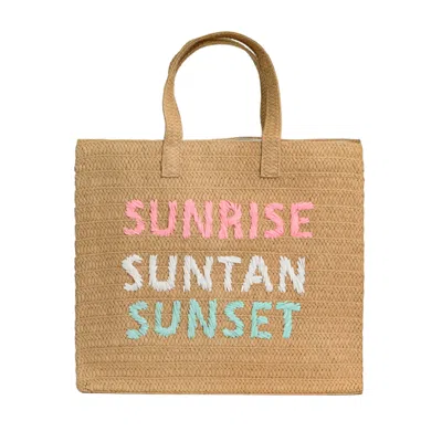 Beyond The Beach Sunrise Sunset Tote Bag Sand Mint Rainbow