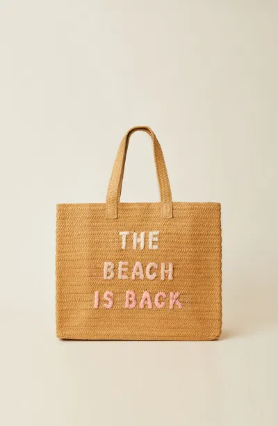 Beyond The Beach The Beach Is Back Tote Bag Sand/coral Rainbow