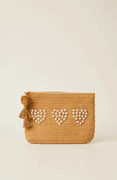Beyond The Beach Three Hearts Clutch Bag Sand
