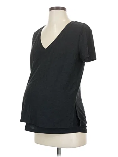 Pre-owned Beyond The Bump By Beyond Yoga Short Sleeve Top Gray V-neck Tops