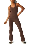 Beyond Yoga All Around Space Dye Flare Leg Jumpsuit In Bold Mocha Heather