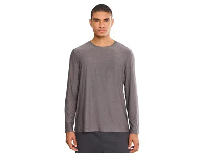Beyond Yoga Always Beyond Long Sleeve Crew 2.0 Men's T Shirt Soft Umber Heather: Lg, Elastane/polyester In Gray