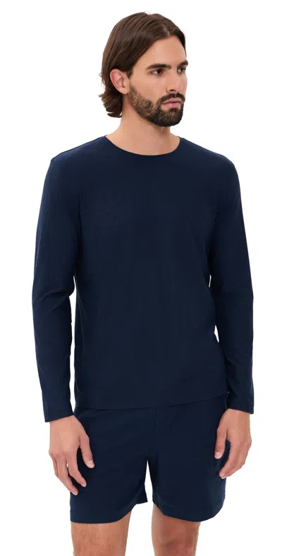 Beyond Yoga Always Beyond Long Sleeve Crew 2.0 Nocturnal Navy In Blue