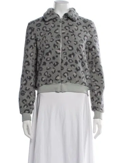 Pre-owned Beyond Yoga Animal Print Bomber Jacket In Green