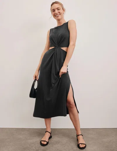 BEYOND YOGA BEYOND YOGA AROUND THE WORLD DRESS WOMENS BLACK CUTOUT TWIST FRONT BUU1068