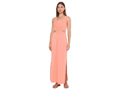 Beyond Yoga Around The World Front Twist Maxi Dress Women's Dress Dreamsicle: Xl, Elastane/lyocell In Pink